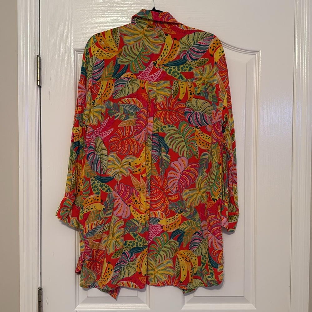 Vici | Coveted Button Down Shirt Dress Colorful Tropical Mini Cover Up Small - Picture 10 of 10